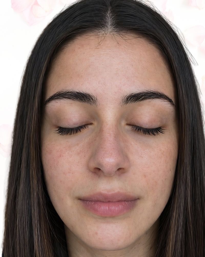 Antes: piel sensible con rojeces e imperfecciones antes de usar Hydraluxe Nyra