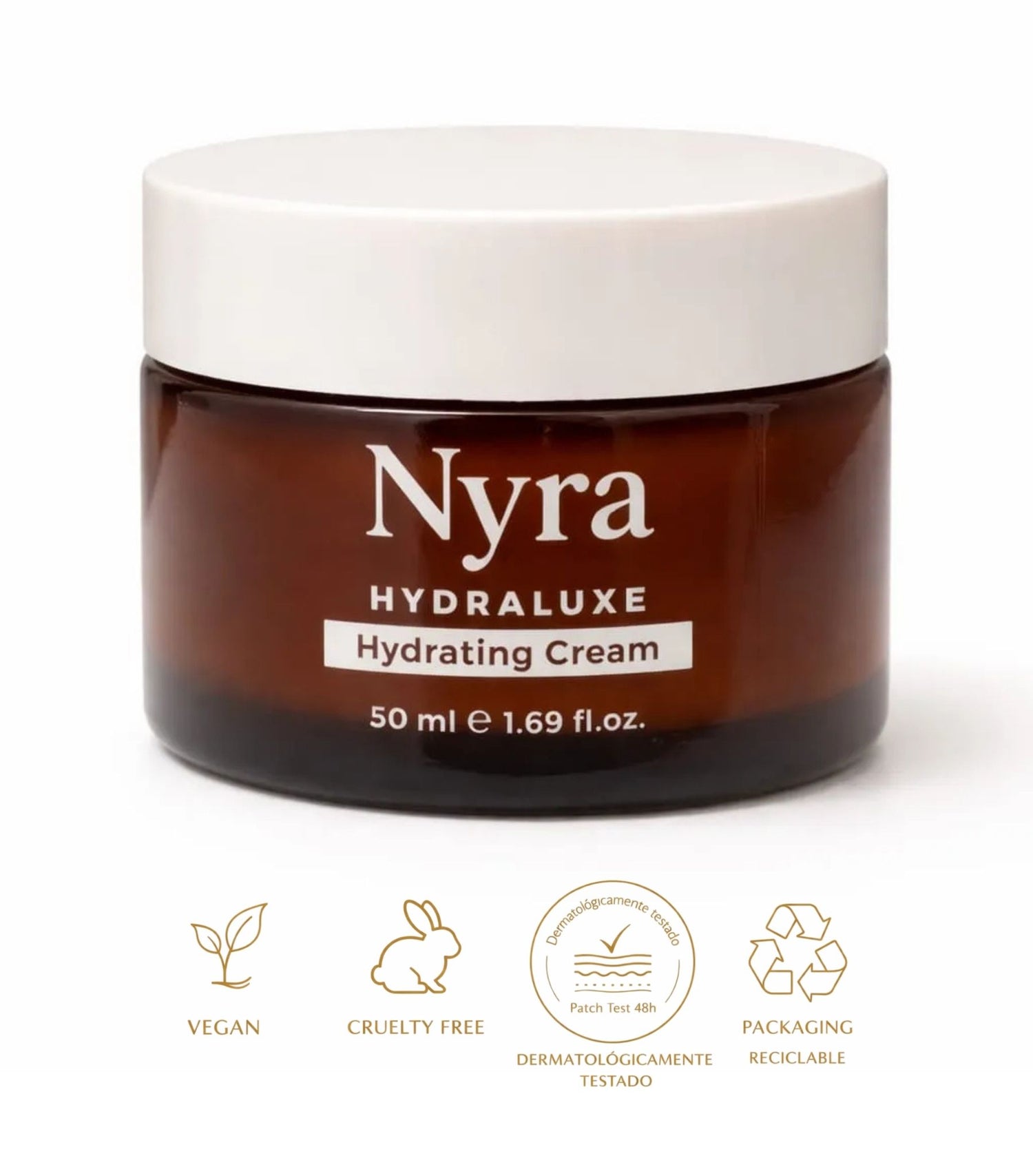 Crema hidratante facial Nyra Botanicals Hydraluxe 50ml para piel sensible vegana
