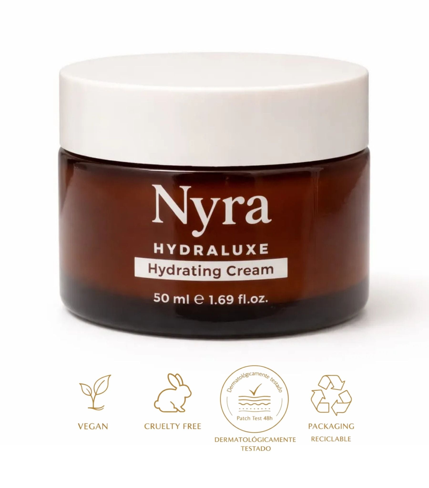 Crema hidratante facial Nyra Botanicals Hydraluxe 50ml para piel sensible vegana